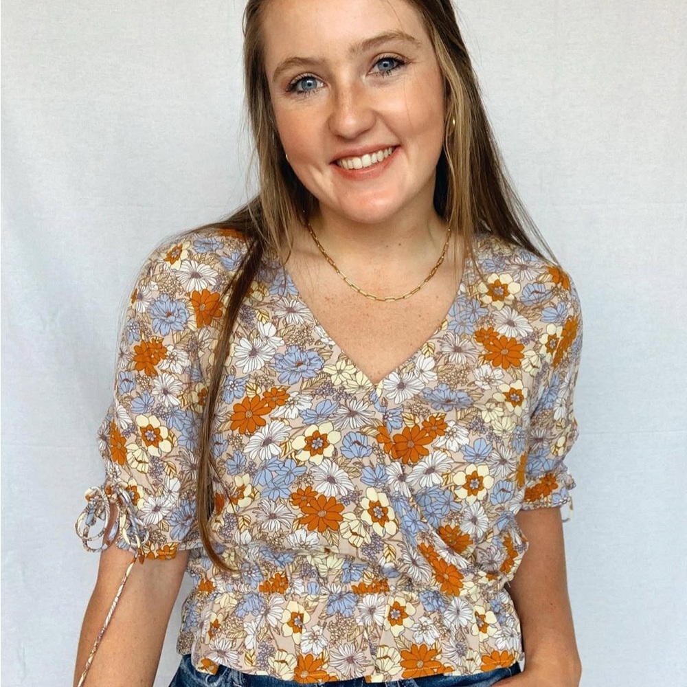 Floral V-Neck Women's Top